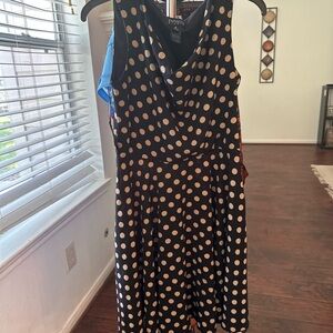 Evan Picone Black and White Polka Dot Midi Dress